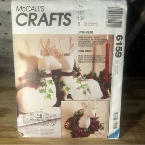 1990's McCall's Christmas Holi-Deer,Wallhanging,Centerpiece Pattern 6159 UNCUT